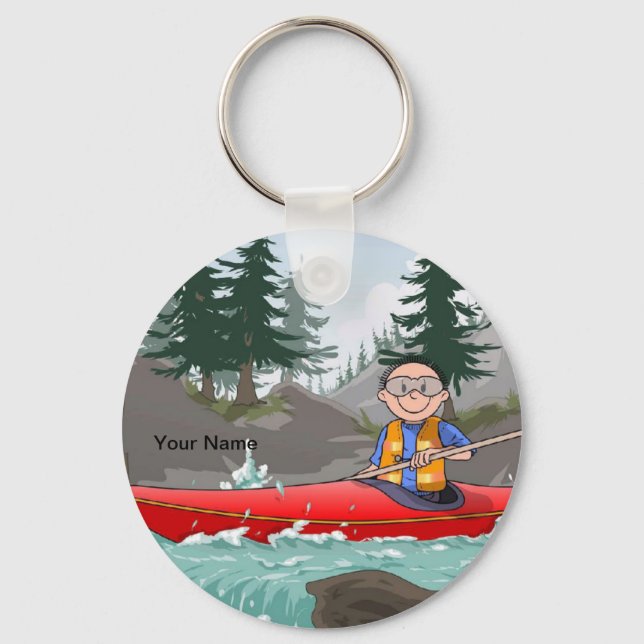 Kayak - Male Tecknad by PrintedPerfection.com Nyckelring (Framsida)