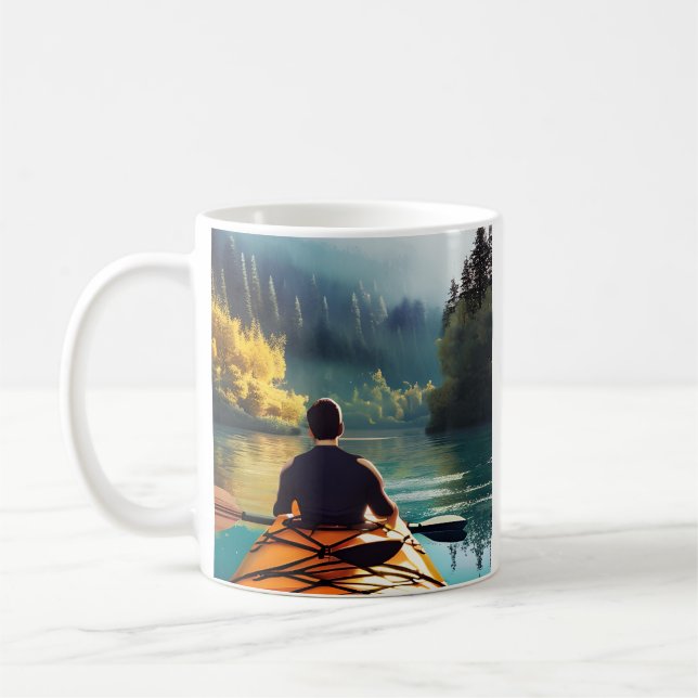 Kayak mer, Worry mindre | Kayaking Quote and Art Kaffemugg (Vänster)