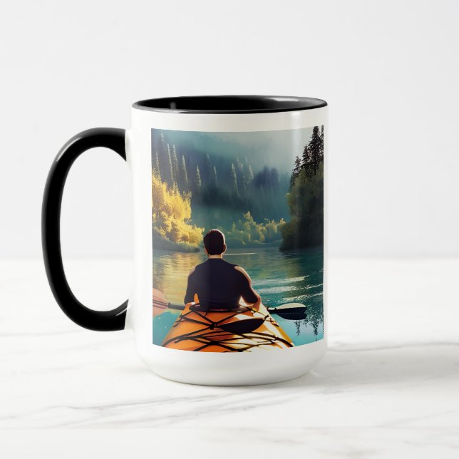 Kayak mer, Worry mindre | Kayaking Quote and Art Mugg (Vänster)