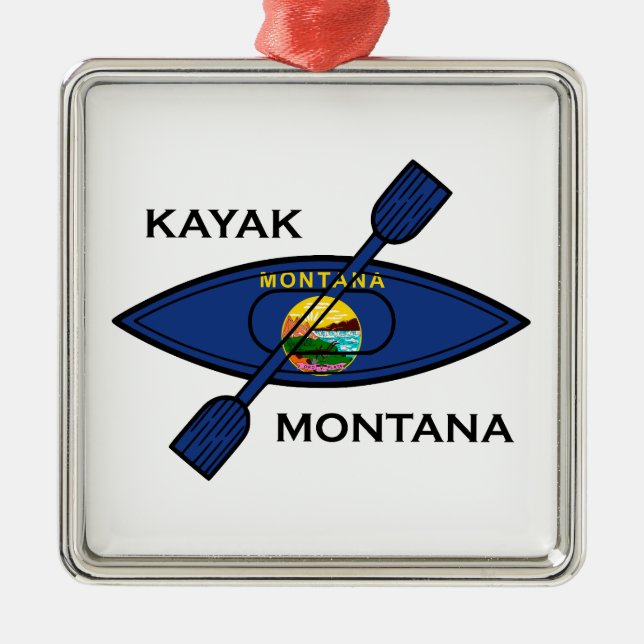 Kayak Montana Flagga Julgransprydnad Metall (Framsidan)