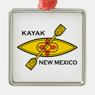 Kayak New mexico Flagga Julgransprydnad Metall