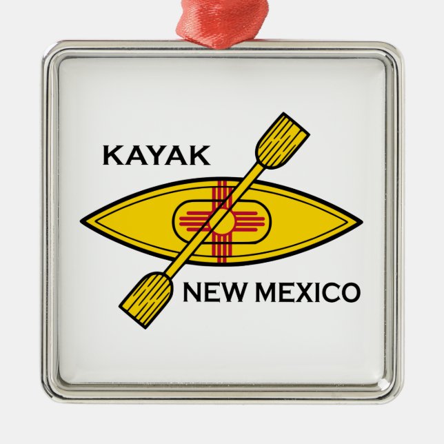 Kayak New mexico Flagga Julgransprydnad Metall (Framsidan)