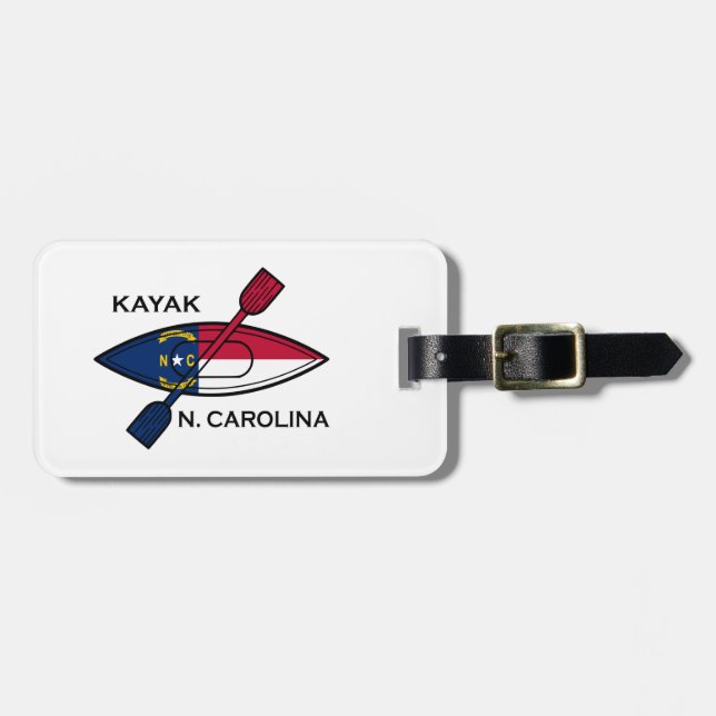 Kayak North Carolina Flagga Bagagebricka (Horisontell Framsida)