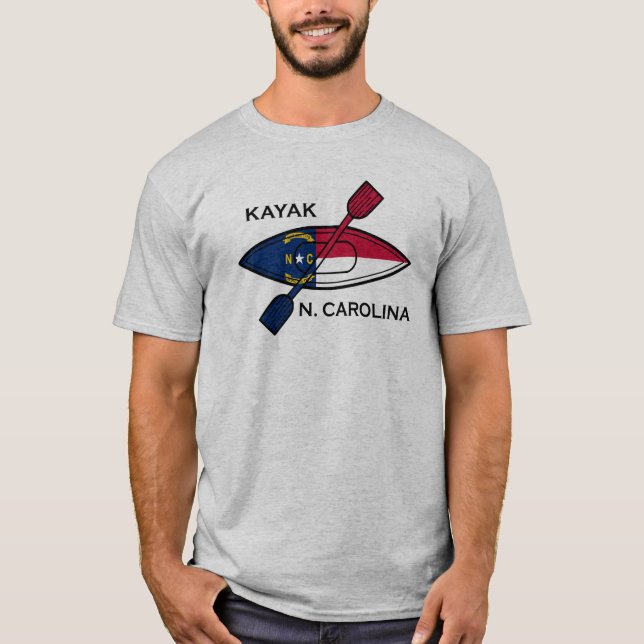 Kayak North Carolina Flagga T Shirt (Framsida)