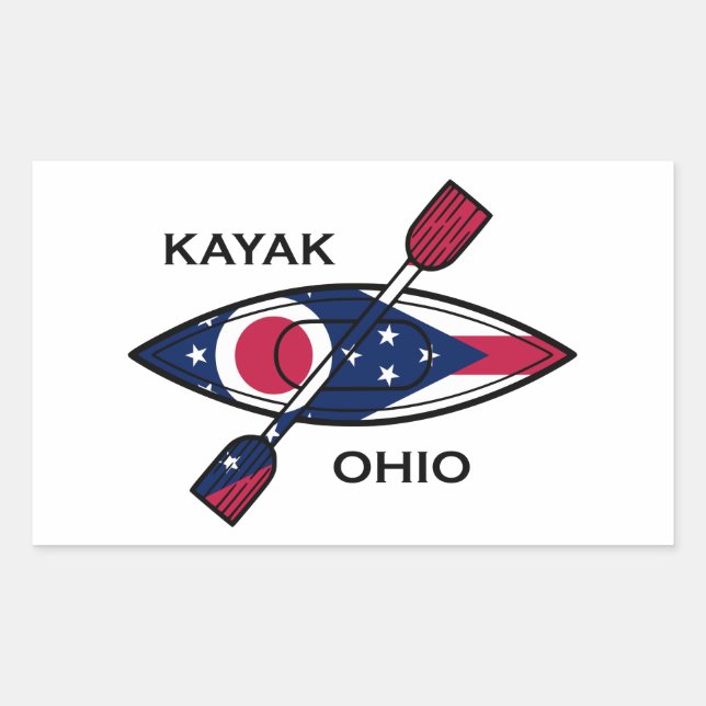 Kayak Ohio Flagga Rektangulärt Klistermärke (Framsida)