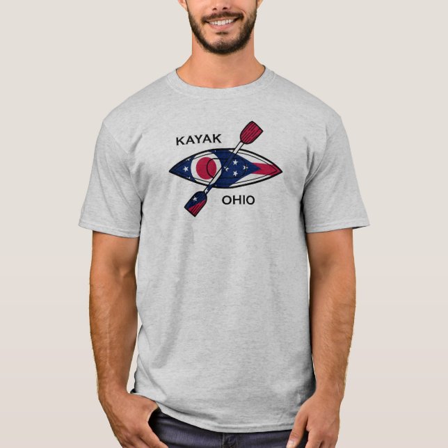 Kayak Ohio Flagga T Shirt (Framsida)