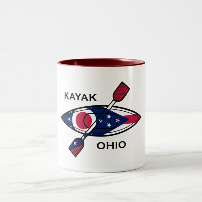 Kayak Ohio Flagga Två-Tonad Mugg (Center)