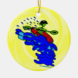 Kayak over Waterfall Shirts & Sak Julgransprydnad Keramik