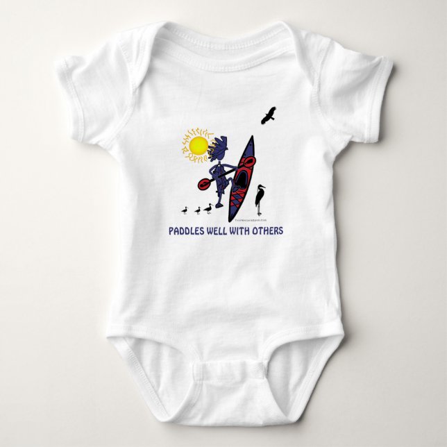 Kayak: Paddles well with other Baby Bodykostym T Shirt (Framsida)