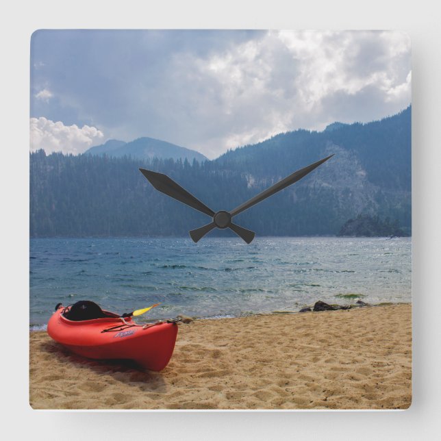 Kayak Sjö Tahoe Wall Clock Fyrkantig Klocka (Framsida)