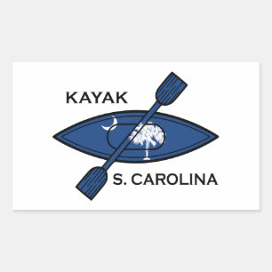 Kayak South Carolina Flagga Rektangulärt Klistermärke