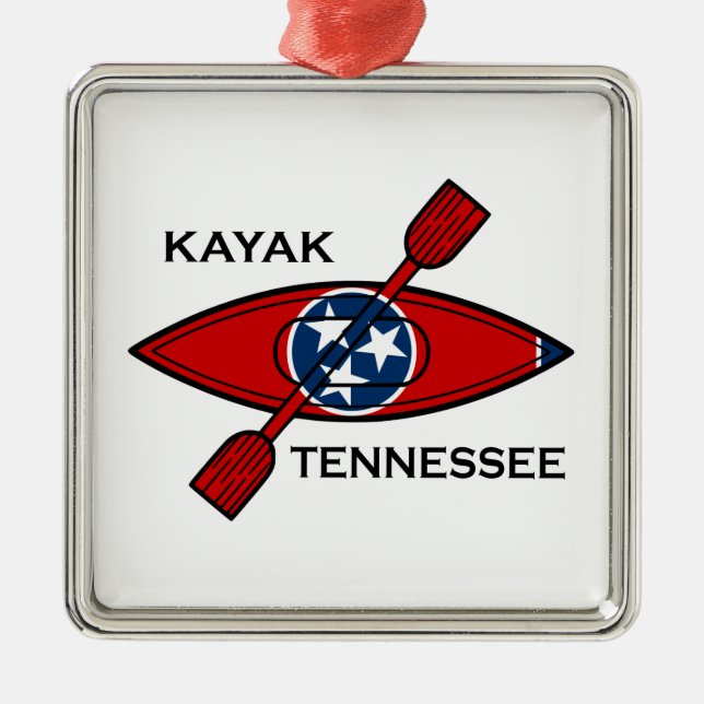 Kayak Tennessee Flagga Julgransprydnad Metall (Framsidan)