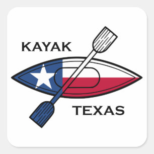 Kayak Texas Flagga Fyrkantigt Klistermärke