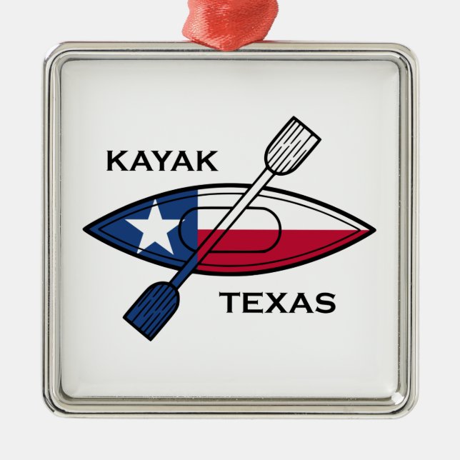 Kayak Texas Flagga Julgransprydnad Metall (Framsidan)