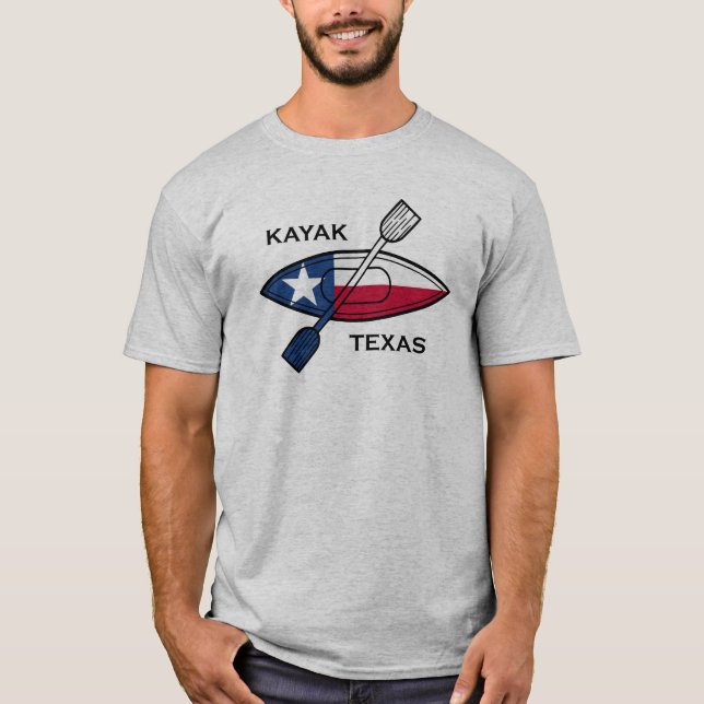 Kayak Texas Flagga T Shirt (Framsida)