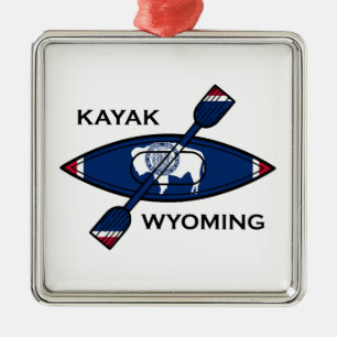 Kayak Wyoming Flagga Julgransprydnad Metall
