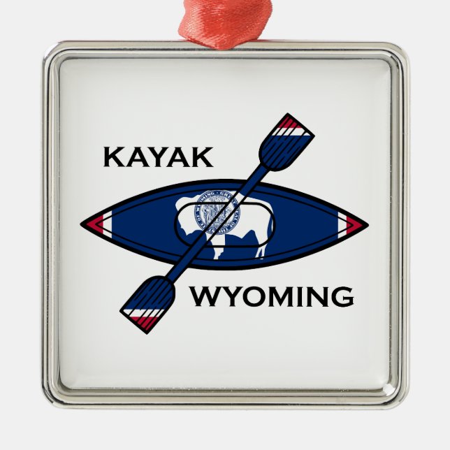 Kayak Wyoming Flagga Julgransprydnad Metall (Framsidan)