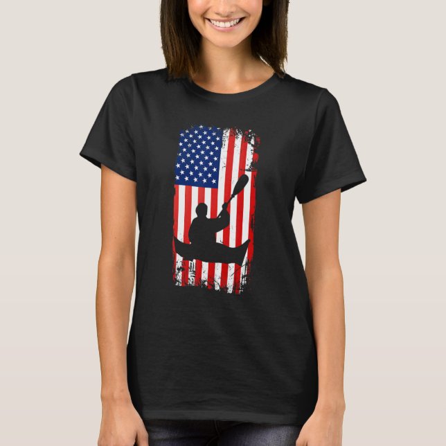 Kayaking American Flag Kayak Lake  Paddling Paddle T Shirt (Framsida)
