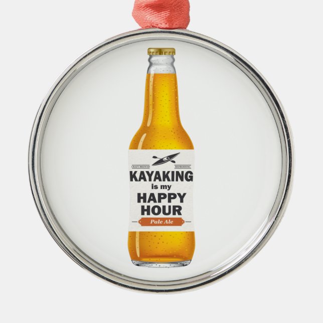Kayaking är min Lycklig-timme Julgransprydnad Metall (Framsidan)