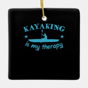 Kayaking är min terapi julgransprydnad keramik