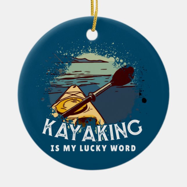 Kayaking är min tur Ord Julgransprydnad Keramik (Framsidan)