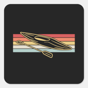 Kayaking Canoeing Retro Fyrkantigt Klistermärke