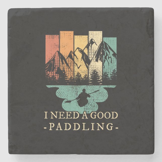 Kayaking Canoeing Retro Stenunderlägg (Framsidan)
