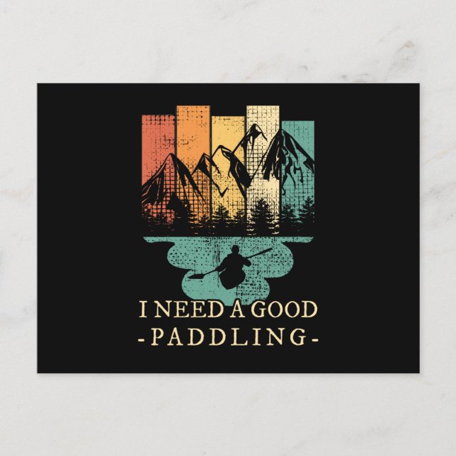 Kayaking Canoeing Retro Vykort (Framsida)