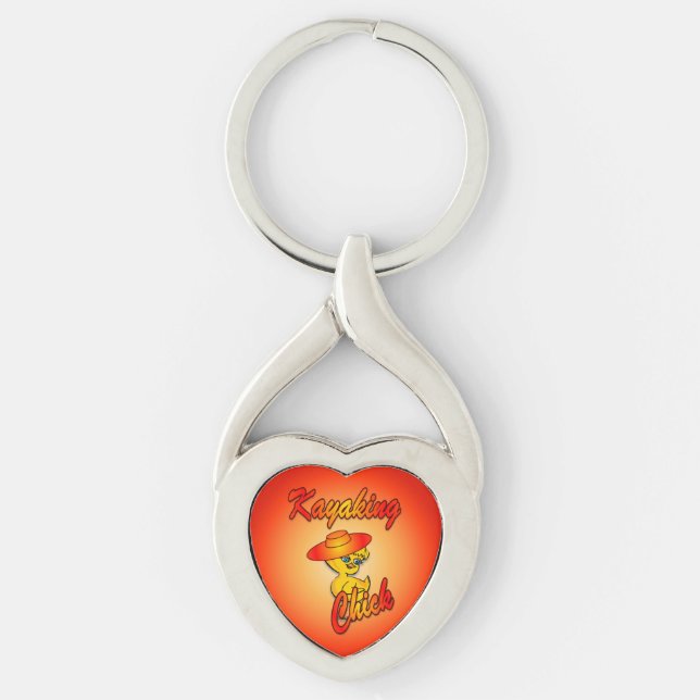 Kayaking-Chick nr 5 Twisted Heart Silverfärgad Nyckelring (Framsidan)