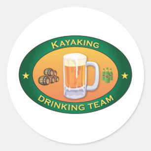 Kayaking Drinking Team Runt Klistermärke
