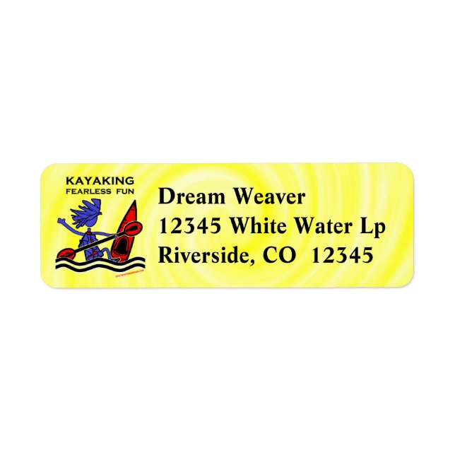 Kayaking Fearless Roligt Address Label Returadress Etikett (Framsidan)