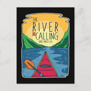 Kayaking - floden ringer och jag måste gå. vykort