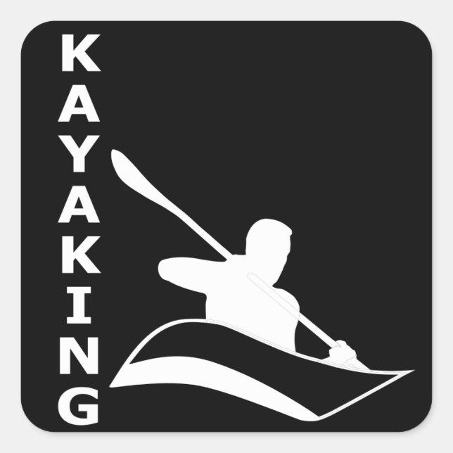 Kayaking Fyrkantigt Klistermärke (Framsida)