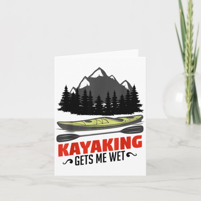 Kayaking Gets Me Wet Funny Kayak Kayaker Christmas Kort (Framsida)