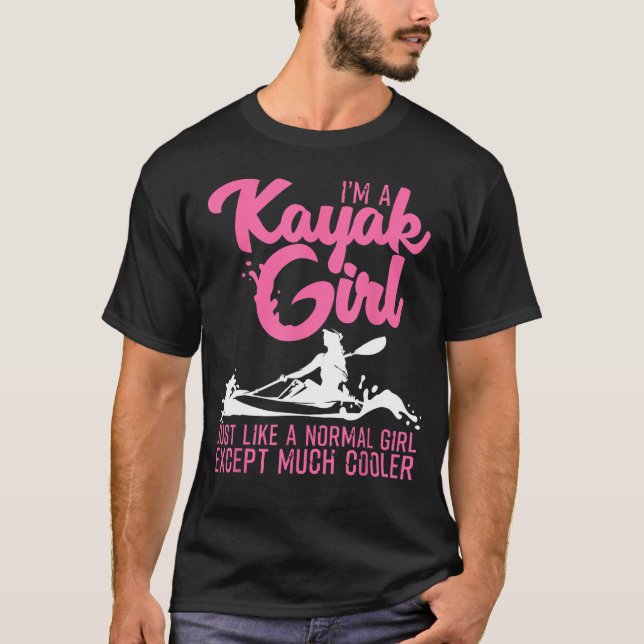 Kayaking Girl Coola Kayak Älskare T Shirt (Framsida)