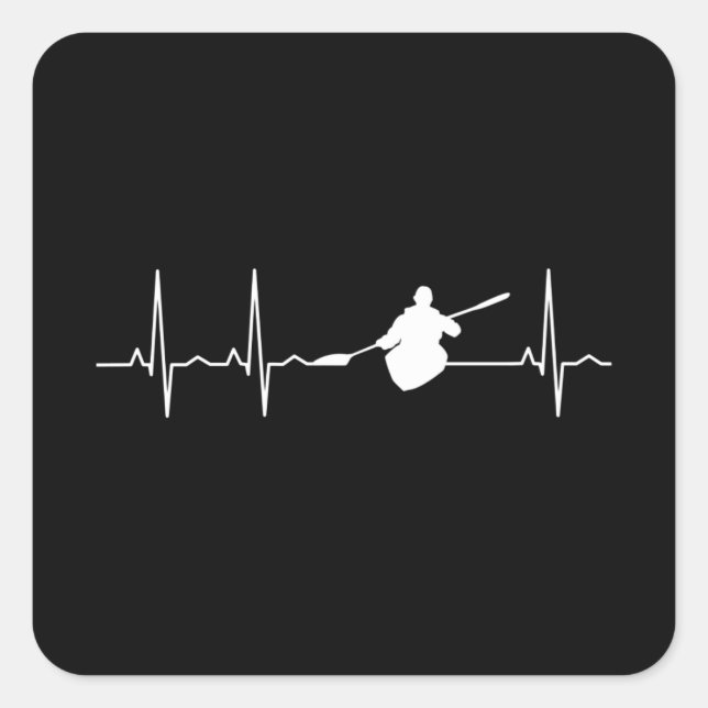 Kayaking Heartslag Fyrkantigt Klistermärke (Framsida)
