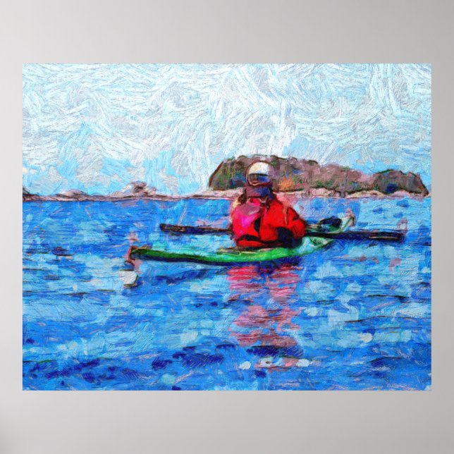 Kayaking in Alaska Barenoff Islands Painterly Poster (Framsidan)