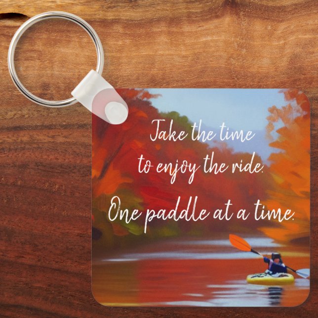 Kayaking in Fall Personlig Keychain Nyckelring (Framsida)