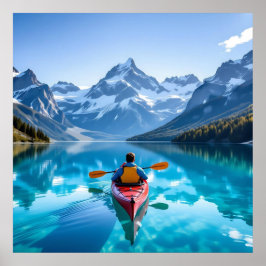 Kayaking in Mountains Beautiful Nature Poster