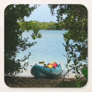 Kayaking in St Thomas US Virgin Islands Underlägg Papper Kvadrat