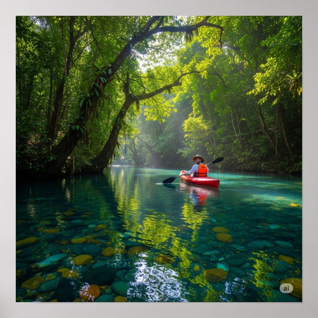 Kayaking Jungle River Poster (Framsidan)