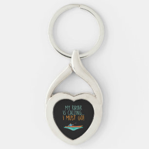 Kayaking Kayak Gift Twisted Heart Silverfärgad Nyckelring