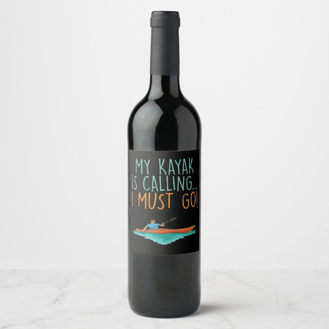 Kayaking Kayak Gift Vinflaska Etikett (Framsida)