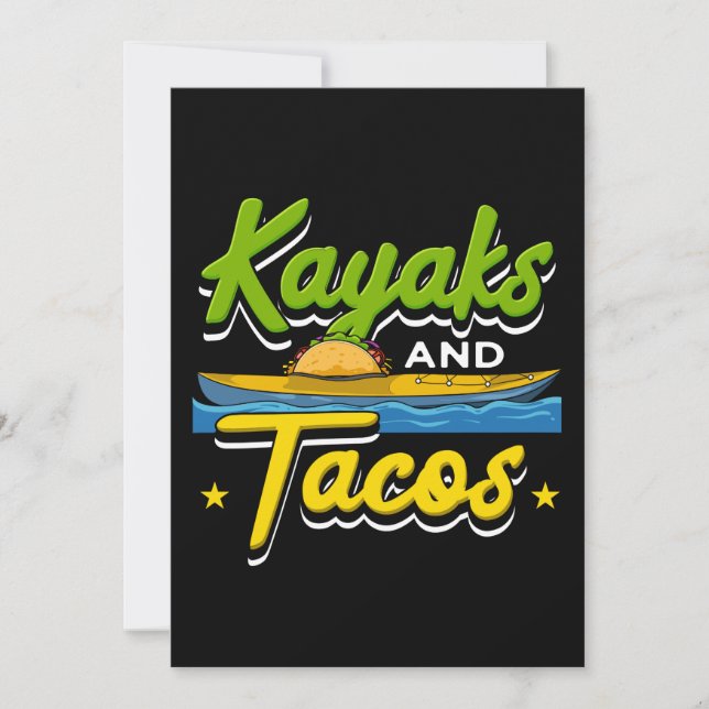 Kayaking - Kayaks och Tacos Funny Kayaking Inbjudningar (Framsida)