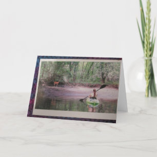 Kayaking med Hjort Greeting Card-blank insida Kort
