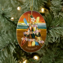 Kayaking ornament w Tropical Kayak Julgran