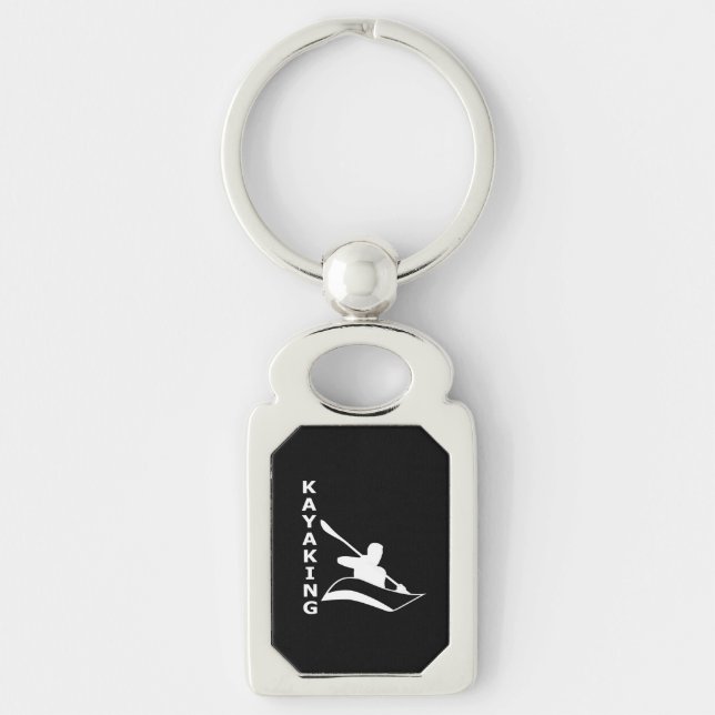 Kayaking Rektangulärt Silverfärgad Nyckelring (Framsidan)