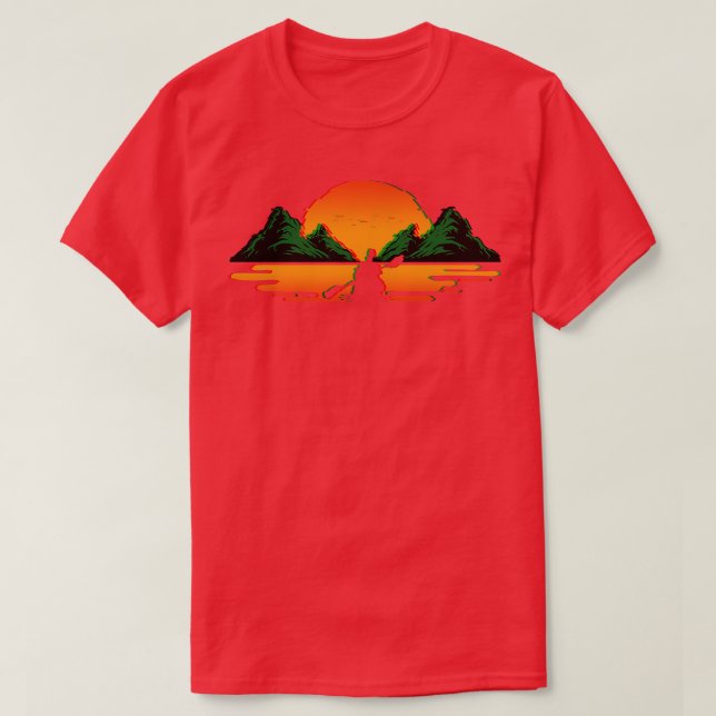 Kayaking Retro Vaporwave Sunset Canoeing Kayak T Shirt (Design framsida)
