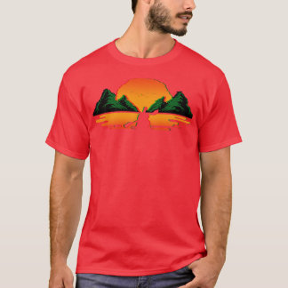 Kayaking Retro Vaporwave Sunset Canoeing Kayak T Shirt