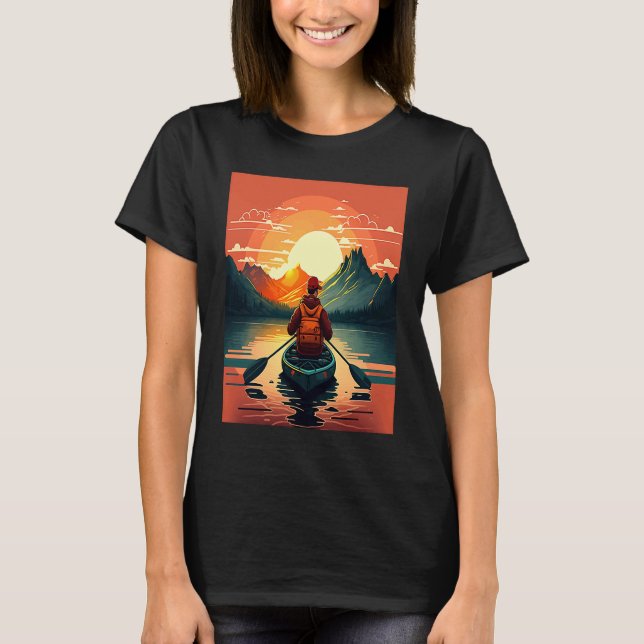 Kayaking River Camper River Boating In Sunset  2 T Shirt (Framsida)